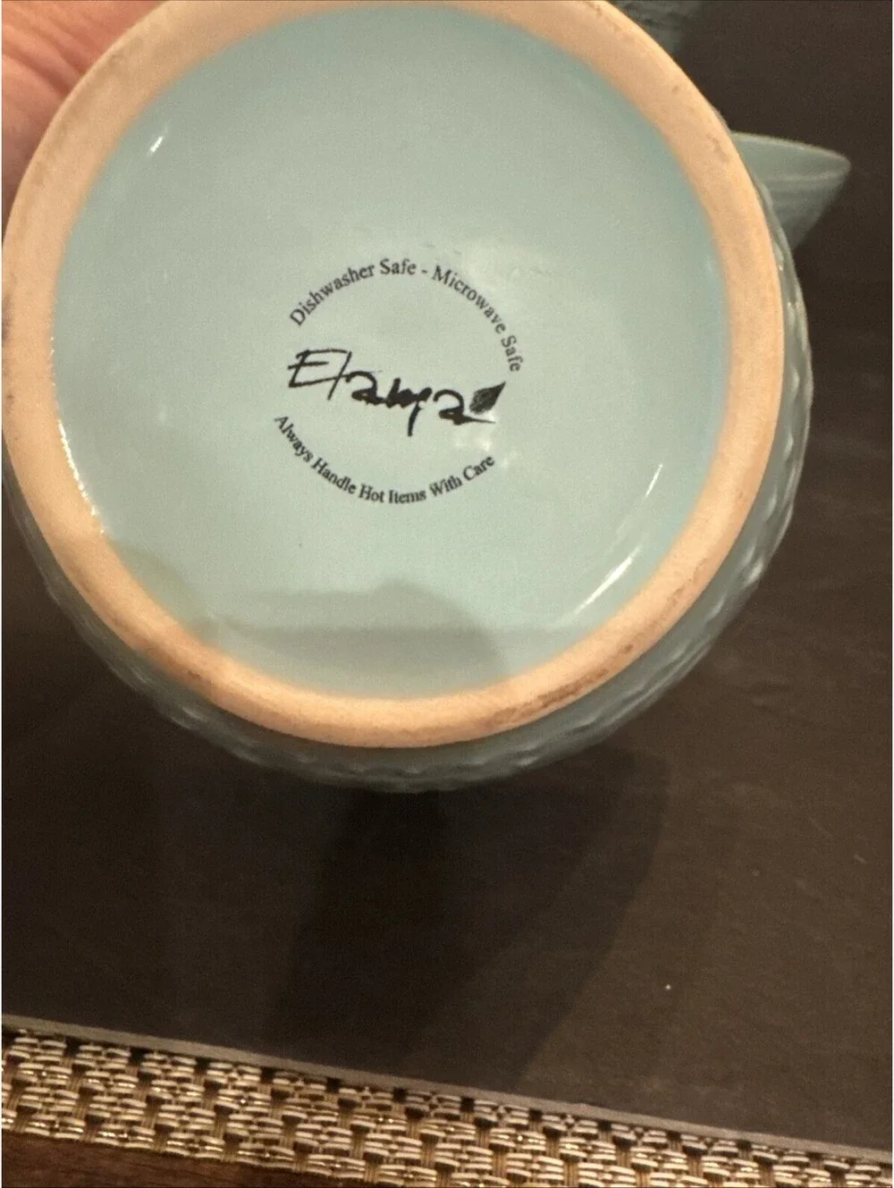 Elama Stoneware Malibu Waves Turquoise Set Of 4  Soup Cereal Bowls 6.75” W By 3”